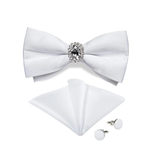Herren-Krawatten- und Manschettenknöpfe-Set, hochwertige Seidenkrawatte mit Einstecktuch und Manschettenknöpfen, elegantes Herren-Accessoire-Geschenkset for formelle Hochzeiten und Business, klassisch von KCHYCV