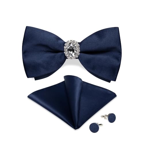 Herren-Krawatten- und Manschettenknöpfe-Set, hochwertige Seidenkrawatte mit Einstecktuch und Manschettenknöpfen, elegantes Herren-Accessoire-Geschenkset for formelle Hochzeiten und Business, klassisch von KCHYCV