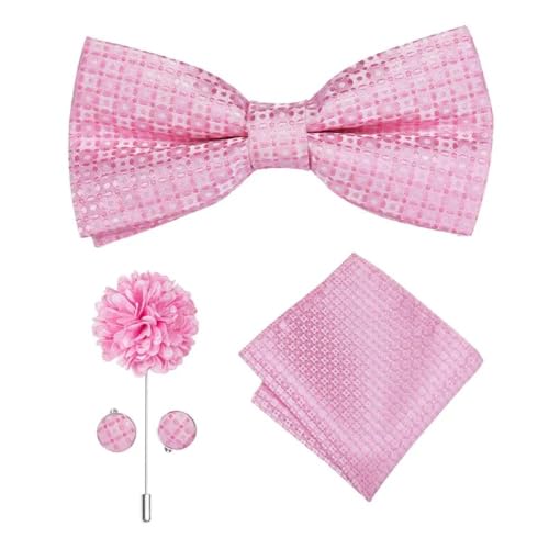 Herren-Krawatten- und Manschettenknöpfe-Set, hochwertige Seidenkrawatte mit Einstecktuch und Manschettenknöpfen, elegantes Herren-Accessoire-Geschenkset for formelle Hochzeiten und Business, klassisch von KCHYCV