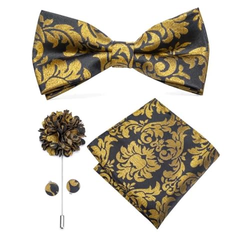 Herren-Krawatten- und Manschettenknöpfe-Set, hochwertige Seidenkrawatte mit Einstecktuch und Manschettenknöpfen, elegantes Herren-Accessoire-Geschenkset for formelle Hochzeiten und Business, klassisch von KCHYCV