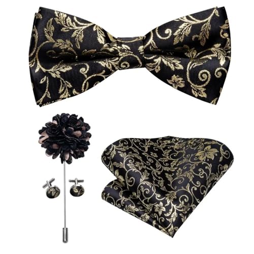 Herren-Krawatten- und Manschettenknöpfe-Set, hochwertige Seidenkrawatte mit Einstecktuch und Manschettenknöpfen, elegantes Herren-Accessoire-Geschenkset for formelle Hochzeiten und Business, klassisch von KCHYCV