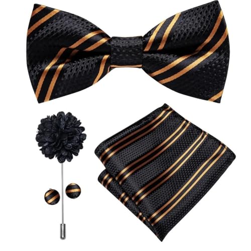 Herren-Krawatten- und Manschettenknöpfe-Set, hochwertige Seidenkrawatte mit Einstecktuch und Manschettenknöpfen, elegantes Herren-Accessoire-Geschenkset for formelle Hochzeiten und Business, klassisch von KCHYCV