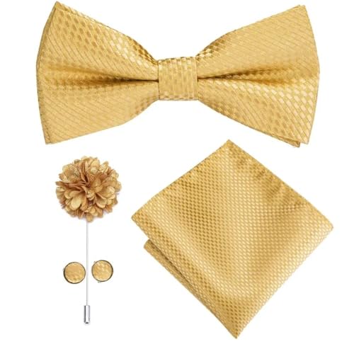 Herren-Krawatten- und Manschettenknöpfe-Set, hochwertige Seidenkrawatte mit Einstecktuch und Manschettenknöpfen, elegantes Herren-Accessoire-Geschenkset for formelle Hochzeiten und Business, klassisch von KCHYCV