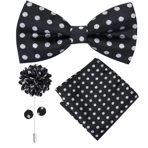 Herren-Krawatten- und Manschettenknöpfe-Set, hochwertige Seidenkrawatte mit Einstecktuch und Manschettenknöpfen, elegantes Herren-Accessoire-Geschenkset for formelle Hochzeiten und Business, klassisch von KCHYCV