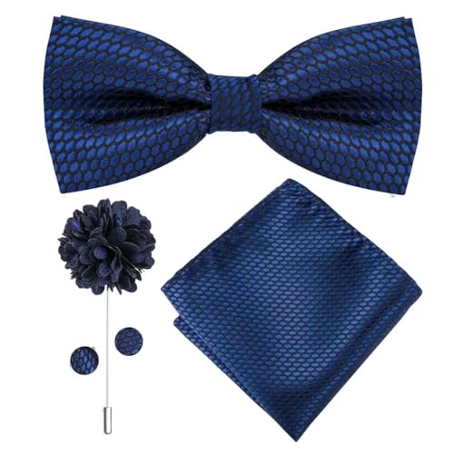 Herren-Krawatten- und Manschettenknöpfe-Set, hochwertige Seidenkrawatte mit Einstecktuch und Manschettenknöpfen, elegantes Herren-Accessoire-Geschenkset for formelle Hochzeiten und Business, klassisch von KCHYCV