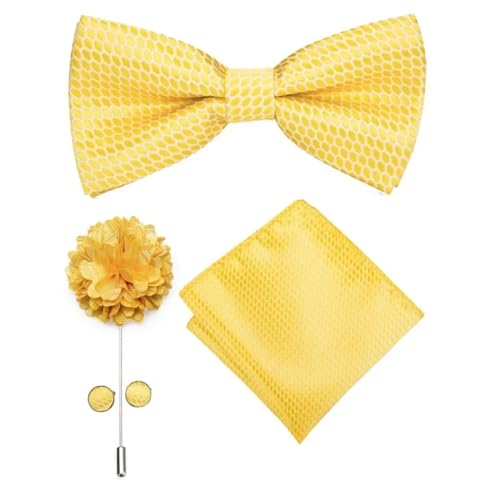 Herren-Krawatten- und Manschettenknöpfe-Set, hochwertige Seidenkrawatte mit Einstecktuch und Manschettenknöpfen, elegantes Herren-Accessoire-Geschenkset for formelle Hochzeiten und Business, klassisch von KCHYCV