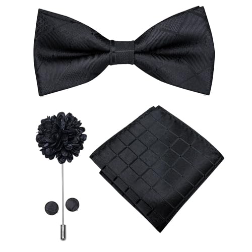 Herren-Krawatten- und Manschettenknöpfe-Set, hochwertige Seidenkrawatte mit Einstecktuch und Manschettenknöpfen, elegantes Herren-Accessoire-Geschenkset for formelle Hochzeiten und Business, klassisch von KCHYCV