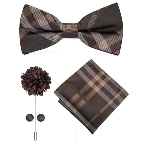 Herren-Krawatten- und Manschettenknöpfe-Set, hochwertige Seidenkrawatte mit Einstecktuch und Manschettenknöpfen, elegantes Herren-Accessoire-Geschenkset for formelle Hochzeiten und Business, klassisch von KCHYCV