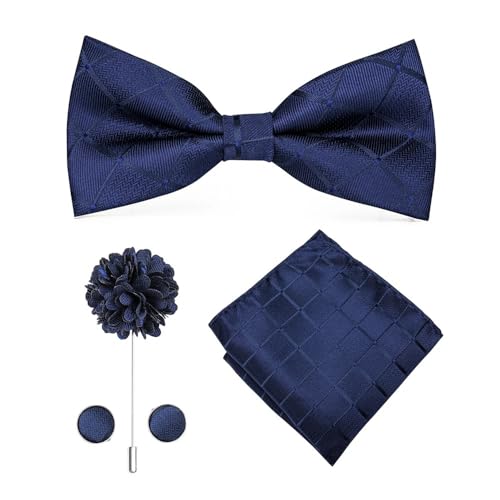 Herren-Krawatten- und Manschettenknöpfe-Set, hochwertige Seidenkrawatte mit Einstecktuch und Manschettenknöpfen, elegantes Herren-Accessoire-Geschenkset for formelle Hochzeiten und Business, klassisch von KCHYCV