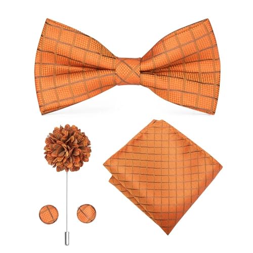 Herren-Krawatten- und Manschettenknöpfe-Set, hochwertige Seidenkrawatte mit Einstecktuch und Manschettenknöpfen, elegantes Herren-Accessoire-Geschenkset for formelle Hochzeiten und Business, klassisch von KCHYCV