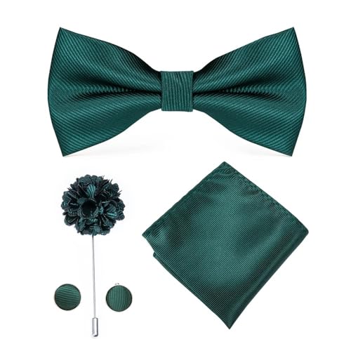 Herren-Krawatten- und Manschettenknöpfe-Set, hochwertige Seidenkrawatte mit Einstecktuch und Manschettenknöpfen, elegantes Herren-Accessoire-Geschenkset for formelle Hochzeiten und Business, klassisch von KCHYCV