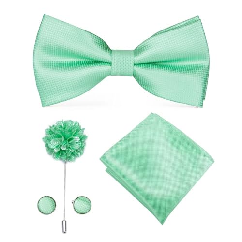 Herren-Krawatten- und Manschettenknöpfe-Set, hochwertige Seidenkrawatte mit Einstecktuch und Manschettenknöpfen, elegantes Herren-Accessoire-Geschenkset for formelle Hochzeiten und Business, klassisch von KCHYCV