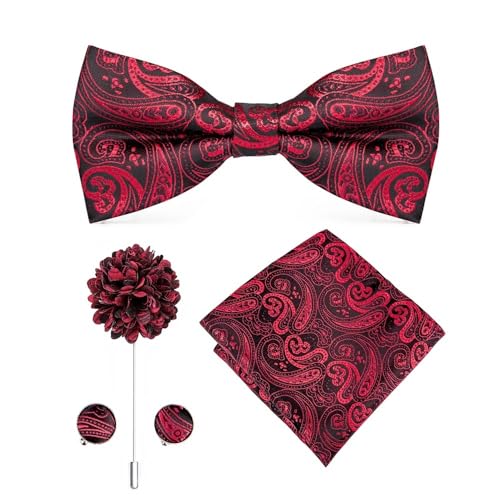 Herren-Krawatten- und Manschettenknöpfe-Set, hochwertige Seidenkrawatte mit Einstecktuch und Manschettenknöpfen, elegantes Herren-Accessoire-Geschenkset for formelle Hochzeiten und Business, klassisch von KCHYCV