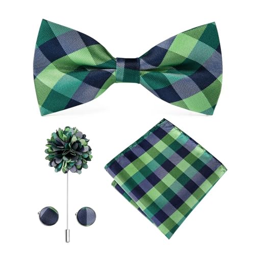 Herren-Krawatten- und Manschettenknöpfe-Set, hochwertige Seidenkrawatte mit Einstecktuch und Manschettenknöpfen, elegantes Herren-Accessoire-Geschenkset for formelle Hochzeiten und Business, klassisch von KCHYCV