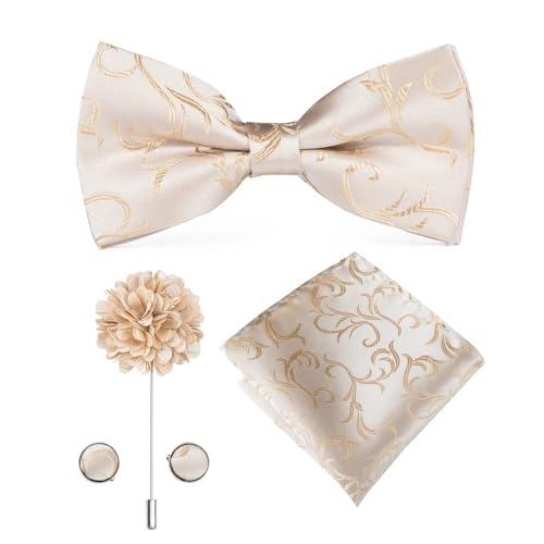 Herren-Krawatten- und Manschettenknöpfe-Set, hochwertige Seidenkrawatte mit Einstecktuch und Manschettenknöpfen, elegantes Herren-Accessoire-Geschenkset for formelle Hochzeiten und Business, klassisch von KCHYCV