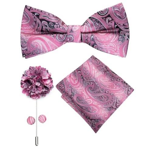 Herren-Krawatten- und Manschettenknöpfe-Set, hochwertige Seidenkrawatte mit Einstecktuch und Manschettenknöpfen, elegantes Herren-Accessoire-Geschenkset for formelle Hochzeiten und Business, klassisch von KCHYCV