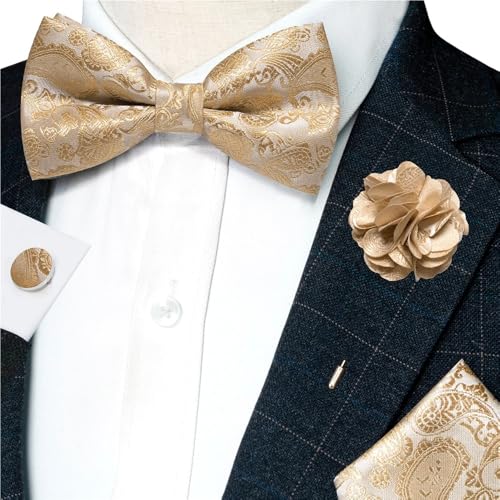 Herren-Krawatten- und Manschettenknöpfe-Set, hochwertige Seidenkrawatte mit Einstecktuch und Manschettenknöpfen, elegantes Herren-Accessoire-Geschenkset for formelle Hochzeiten und Business, klassisch von KCHYCV