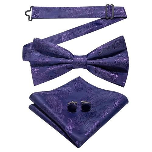 Herren-Krawatten- und Manschettenknöpfe-Set, hochwertige Seidenkrawatte mit Einstecktuch und Manschettenknöpfen, elegantes Herren-Accessoire-Geschenkset for formelle Hochzeiten und Business, klassisch von KCHYCV