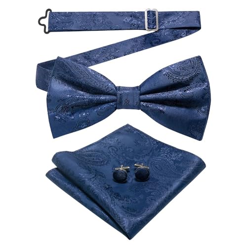 Herren-Krawatten- und Manschettenknöpfe-Set, hochwertige Seidenkrawatte mit Einstecktuch und Manschettenknöpfen, elegantes Herren-Accessoire-Geschenkset for formelle Hochzeiten und Business, klassisch von KCHYCV