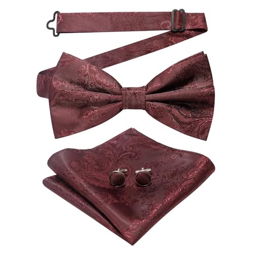 Herren-Krawatten- und Manschettenknöpfe-Set, hochwertige Seidenkrawatte mit Einstecktuch und Manschettenknöpfen, elegantes Herren-Accessoire-Geschenkset for formelle Hochzeiten und Business, klassisch von KCHYCV