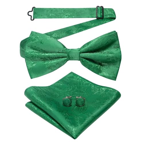 Herren-Krawatten- und Manschettenknöpfe-Set, hochwertige Seidenkrawatte mit Einstecktuch und Manschettenknöpfen, elegantes Herren-Accessoire-Geschenkset for formelle Hochzeiten und Business, klassisch von KCHYCV