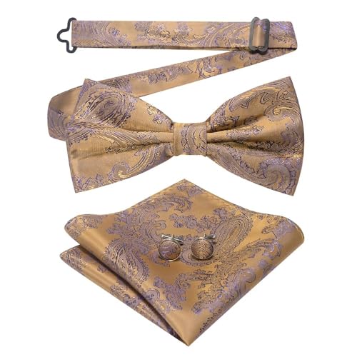 Herren-Krawatten- und Manschettenknöpfe-Set, hochwertige Seidenkrawatte mit Einstecktuch und Manschettenknöpfen, elegantes Herren-Accessoire-Geschenkset for formelle Hochzeiten und Business, klassisch von KCHYCV