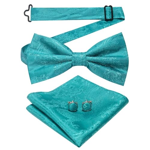 Herren-Krawatten- und Manschettenknöpfe-Set, hochwertige Seidenkrawatte mit Einstecktuch und Manschettenknöpfen, elegantes Herren-Accessoire-Geschenkset for formelle Hochzeiten und Business, klassisch von KCHYCV