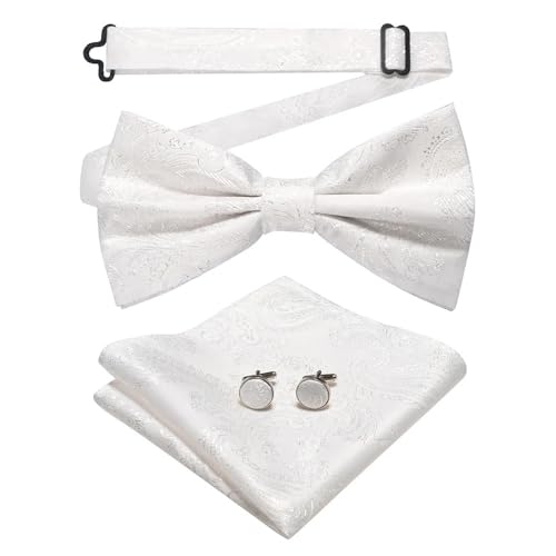 Herren-Krawatten- und Manschettenknöpfe-Set, hochwertige Seidenkrawatte mit Einstecktuch und Manschettenknöpfen, elegantes Herren-Accessoire-Geschenkset for formelle Hochzeiten und Business, klassisch von KCHYCV