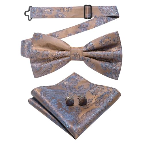 Herren-Krawatten- und Manschettenknöpfe-Set, hochwertige Seidenkrawatte mit Einstecktuch und Manschettenknöpfen, elegantes Herren-Accessoire-Geschenkset for formelle Hochzeiten und Business, klassisch von KCHYCV