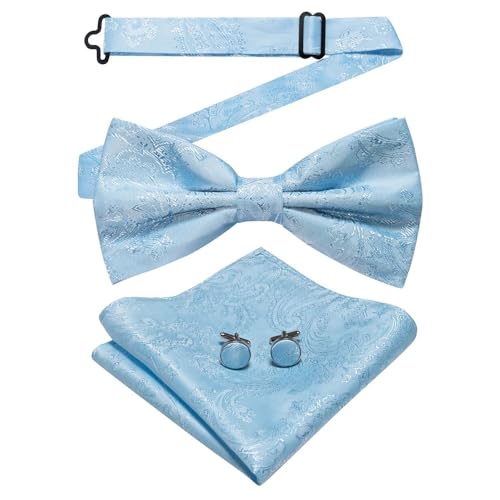 Herren-Krawatten- und Manschettenknöpfe-Set, hochwertige Seidenkrawatte mit Einstecktuch und Manschettenknöpfen, elegantes Herren-Accessoire-Geschenkset for formelle Hochzeiten und Business, klassisch von KCHYCV