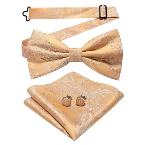 Herren-Krawatten- und Manschettenknöpfe-Set, hochwertige Seidenkrawatte mit Einstecktuch und Manschettenknöpfen, elegantes Herren-Accessoire-Geschenkset for formelle Hochzeiten und Business, klassisch von KCHYCV