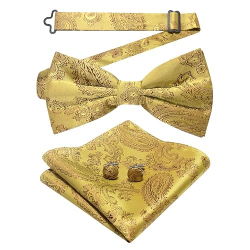 Herren-Krawatten- und Manschettenknöpfe-Set, hochwertige Seidenkrawatte mit Einstecktuch und Manschettenknöpfen, elegantes Herren-Accessoire-Geschenkset for formelle Hochzeiten und Business, klassisch von KCHYCV