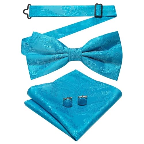 Herren-Krawatten- und Manschettenknöpfe-Set, hochwertige Seidenkrawatte mit Einstecktuch und Manschettenknöpfen, elegantes Herren-Accessoire-Geschenkset for formelle Hochzeiten und Business, klassisch von KCHYCV