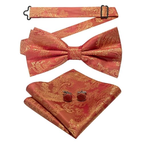 Herren-Krawatten- und Manschettenknöpfe-Set, hochwertige Seidenkrawatte mit Einstecktuch und Manschettenknöpfen, elegantes Herren-Accessoire-Geschenkset for formelle Hochzeiten und Business, klassisch von KCHYCV