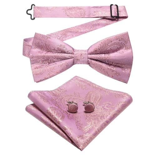 Herren-Krawatten- und Manschettenknöpfe-Set, hochwertige Seidenkrawatte mit Einstecktuch und Manschettenknöpfen, elegantes Herren-Accessoire-Geschenkset for formelle Hochzeiten und Business, klassisch von KCHYCV