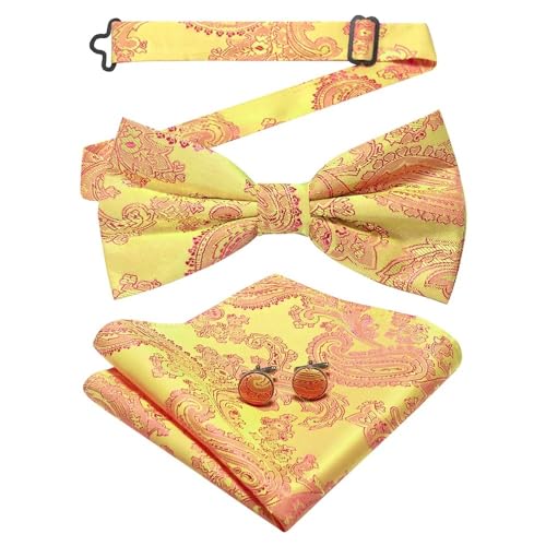 Herren-Krawatten- und Manschettenknöpfe-Set, hochwertige Seidenkrawatte mit Einstecktuch und Manschettenknöpfen, elegantes Herren-Accessoire-Geschenkset for formelle Hochzeiten und Business, klassisch von KCHYCV