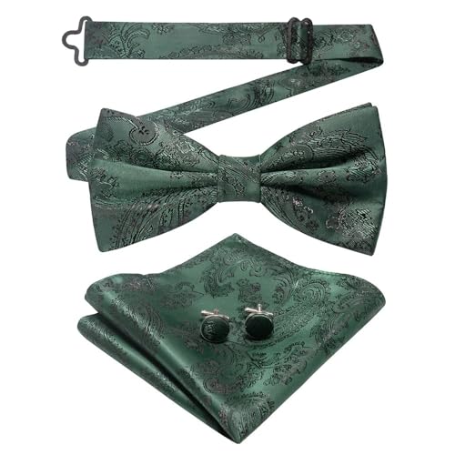 Herren-Krawatten- und Manschettenknöpfe-Set, hochwertige Seidenkrawatte mit Einstecktuch und Manschettenknöpfen, elegantes Herren-Accessoire-Geschenkset for formelle Hochzeiten und Business, klassisch von KCHYCV