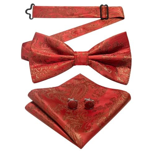 Herren-Krawatten- und Manschettenknöpfe-Set, hochwertige Seidenkrawatte mit Einstecktuch und Manschettenknöpfen, elegantes Herren-Accessoire-Geschenkset for formelle Hochzeiten und Business, klassisch von KCHYCV
