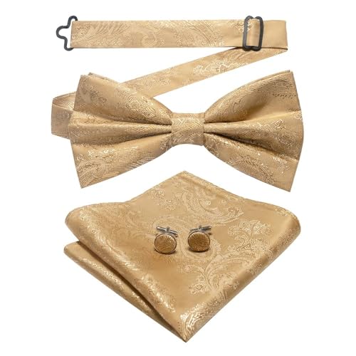 Herren-Krawatten- und Manschettenknöpfe-Set, hochwertige Seidenkrawatte mit Einstecktuch und Manschettenknöpfen, elegantes Herren-Accessoire-Geschenkset for formelle Hochzeiten und Business, klassisch von KCHYCV