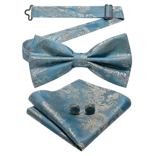 Herren-Krawatten- und Manschettenknöpfe-Set, hochwertige Seidenkrawatte mit Einstecktuch und Manschettenknöpfen, elegantes Herren-Accessoire-Geschenkset for formelle Hochzeiten und Business, klassisch von KCHYCV