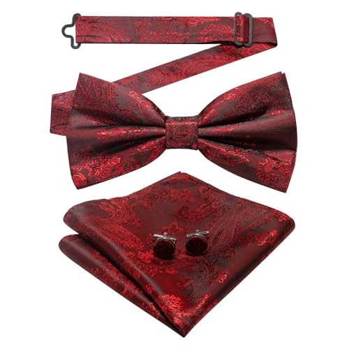 Herren-Krawatten- und Manschettenknöpfe-Set, hochwertige Seidenkrawatte mit Einstecktuch und Manschettenknöpfen, elegantes Herren-Accessoire-Geschenkset for formelle Hochzeiten und Business, klassisch von KCHYCV