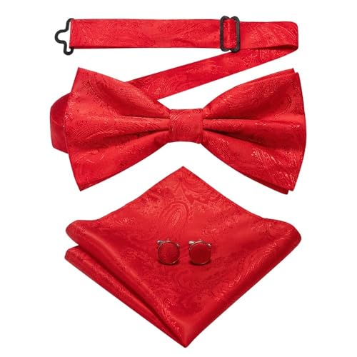 Herren-Krawatten- und Manschettenknöpfe-Set, hochwertige Seidenkrawatte mit Einstecktuch und Manschettenknöpfen, elegantes Herren-Accessoire-Geschenkset for formelle Hochzeiten und Business, klassisch von KCHYCV