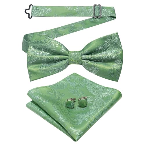 Herren-Krawatten- und Manschettenknöpfe-Set, hochwertige Seidenkrawatte mit Einstecktuch und Manschettenknöpfen, elegantes Herren-Accessoire-Geschenkset for formelle Hochzeiten und Business, klassisch von KCHYCV