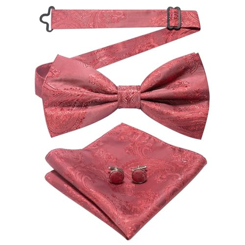 Herren-Krawatten- und Manschettenknöpfe-Set, hochwertige Seidenkrawatte mit Einstecktuch und Manschettenknöpfen, elegantes Herren-Accessoire-Geschenkset for formelle Hochzeiten und Business, klassisch von KCHYCV