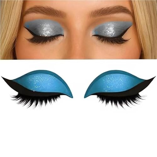 KCHYCV Reusable 3 Pair Eye Shadow Eyelash Patch 2-In-1 Eye Makeup Sticker with False Lashes & Shadow Waterproof Cosmetic Tools(Blue_3 Pairs) von KCHYCV