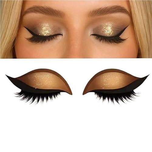 KCHYCV Reusable 3 Pair Eye Shadow Eyelash Patch 2-In-1 Eye Makeup Sticker with False Lashes & Shadow Waterproof Cosmetic Tools(Glod_3 Pairs) von KCHYCV