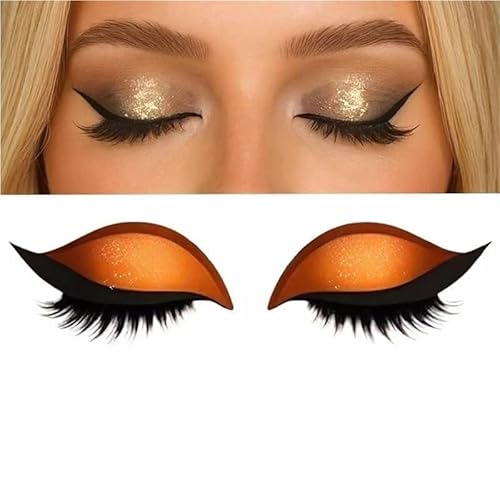 KCHYCV Reusable 3 Pair Eye Shadow Eyelash Patch 2-In-1 Eye Makeup Sticker with False Lashes & Shadow Waterproof Cosmetic Tools(Orange_3 Pairs) von KCHYCV
