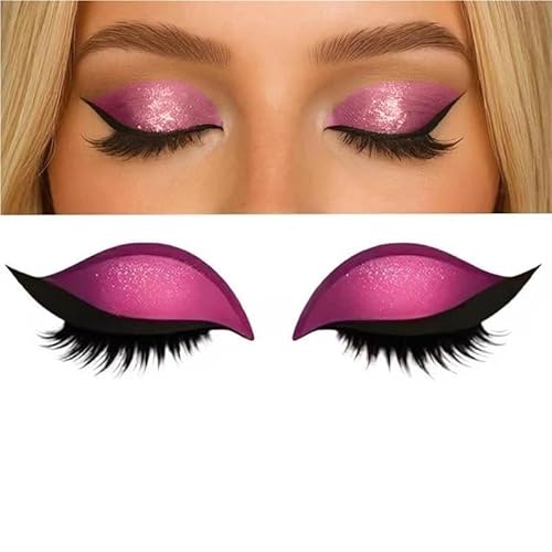 KCHYCV Reusable 3 Pair Eye Shadow Eyelash Patch 2-In-1 Eye Makeup Sticker with False Lashes & Shadow Waterproof Cosmetic Tools(Pink_3 Pairs) von KCHYCV