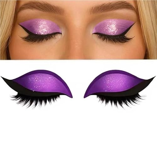 KCHYCV Reusable 3 Pair Eye Shadow Eyelash Patch 2-In-1 Eye Makeup Sticker with False Lashes & Shadow Waterproof Cosmetic Tools(Purple_3 Pairs) von KCHYCV