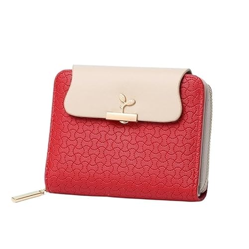 Kleine Fresh Clutch Damen-Geldbörse mit Reißverschluss, Münzbörse, Geldbeutel, Damen-Geldbörse (Color : Red) von KCHYCV